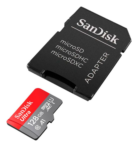 Memoria Micro Sd Sandisk Ultra 128gb Clase 10 Con Adaptador