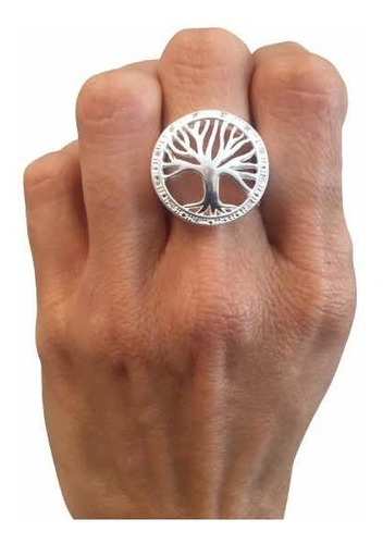 Anillo De Plata 925 Del Árbol De La Vida Calado Con Cubics