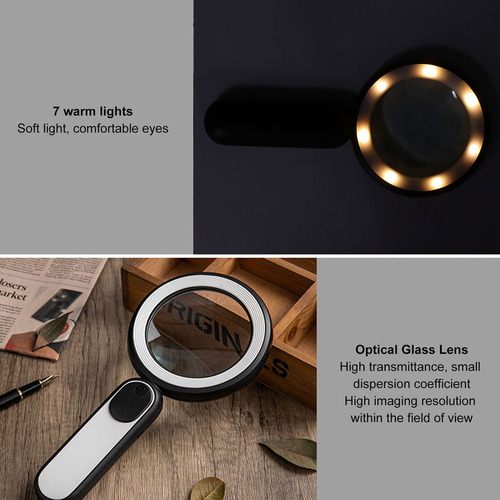 Lupa 20x Óptica Con 21-luz Led Interruptor Táctil Carga Usb