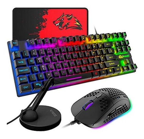 Teclado De Juego Y Ratón Combo,88 Teclas Arco Iris N3fkc