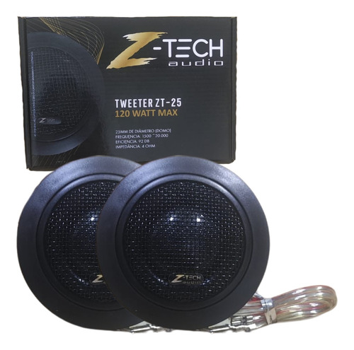Mini Tweeter Domo De Seda Ztech Par Com Crossover(50wrms)