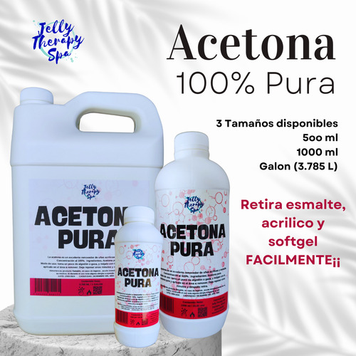 Acetona 100% Pura, Quitaesmalte 500 Ml Para Manos Y Pies