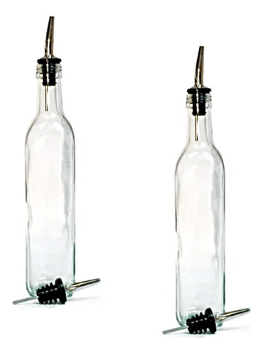 Botella De Vidrio Pico Acero Aceitera Almibar 500 Ml X2 Unid
