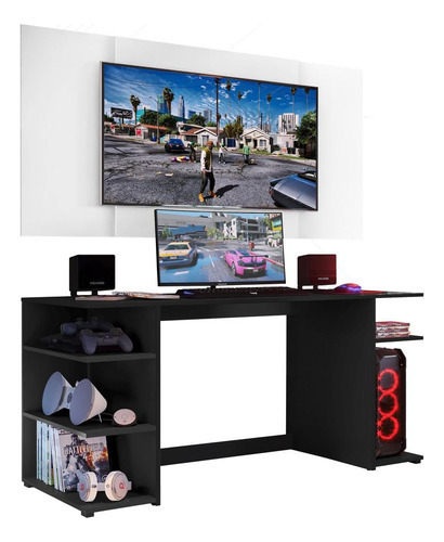 Mesa Gamer Com Painel E Suporte Tv 55 Multimóveis V3590