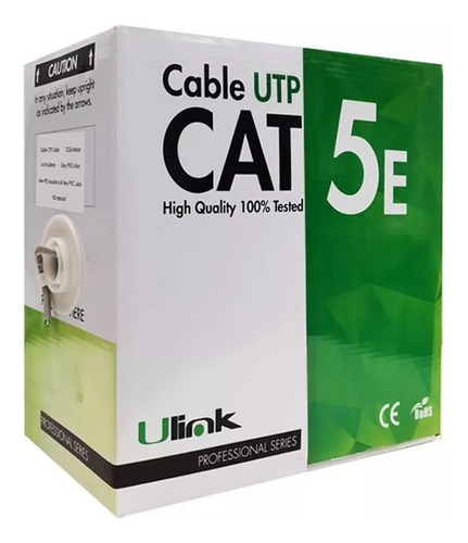 Cable Utp Red Cat-5e Indoor Ulink 305 Metros 24 Awg