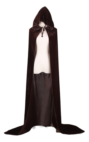 Disfraz Medieval De Bruja Con Capa De Terciopelo Y Capucha De Pleuche