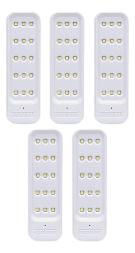 Kit 5 Mini Luminaria Luz Emergencia Led Tle Mini Taschibra Branco