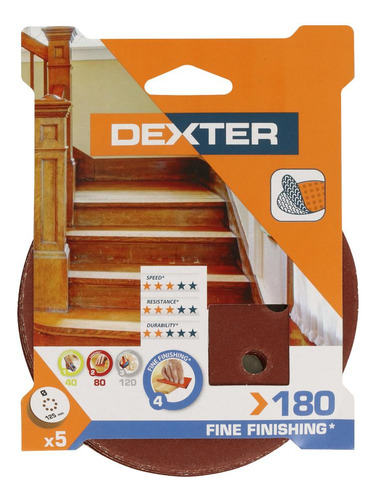 Kit Lixa Orbital Madeira Grão 180 125mm 5un Dexter