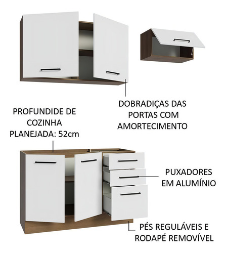 Cocina Integral Completa Modular Madesa Agata 180cm Color Rustic/Blanco 09