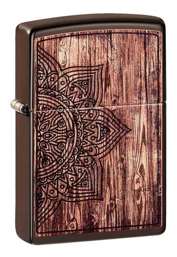 Isqueiro Zippo Wood Mandala Marrom 49184 Original Com Fluido