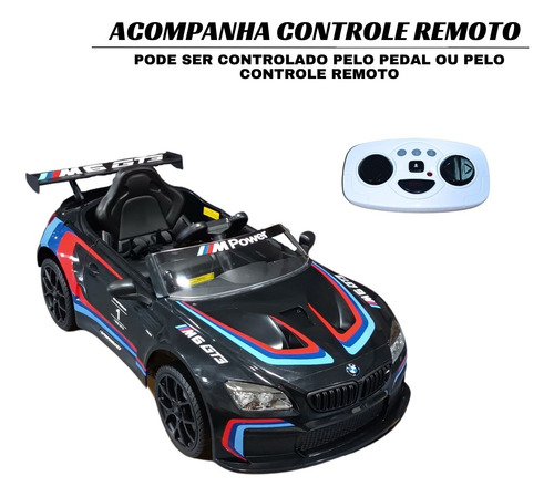 Carrinho Elétrico 12v Infantil Bmw M6 Gt3 Luz E Som Preto