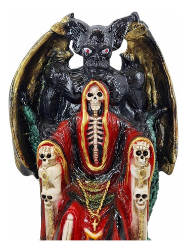 Figura Santa Muerte En Trono De Poder Con Diablo 36 Cm Curad