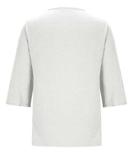 Top De Lino Liso De Lino Liso Para Mujer, Manga Corta, Talla