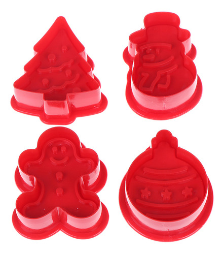 Juego De 4 Moldes Para Galletas Navideñas, Corte Con Émbolo