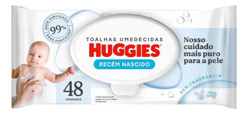 Lenços Umedecidos Huggies Puro E Natural Com 48 Unidades