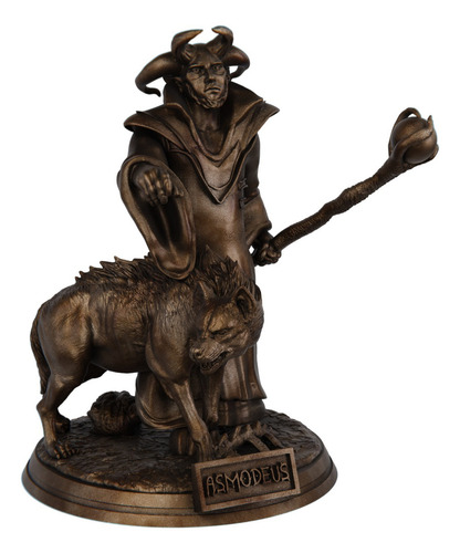 Estátua Imagem Asmodeus Escultura Resina Cor Cor Cobre Antigo