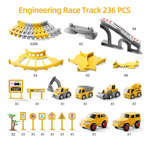 Juguetes De Construcción Ihaha Race Tracks 236 Piezas Con 6