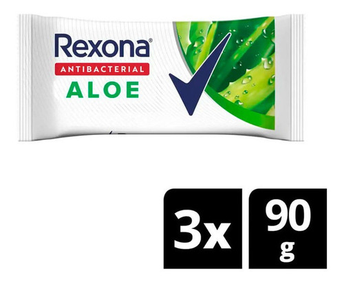 Jabon En Barra Rexona Antibacterial Aloe 3 Un X 90 Gr