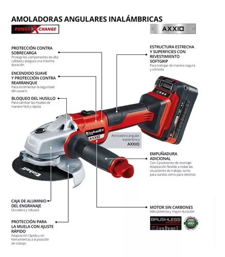 Amoladora Angular Inalámbrica Einhell AXXIO 18/125 Q – Maquinas y  Herramientas