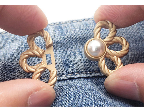 . Jeans Botón Pin Jeans Ajustador De Cintura Botón De Flor