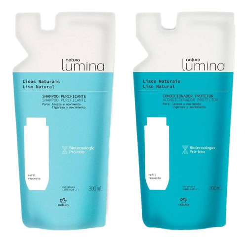 Shampoo Y Acondicionador Liso Natural Repuesto Lumina Natura