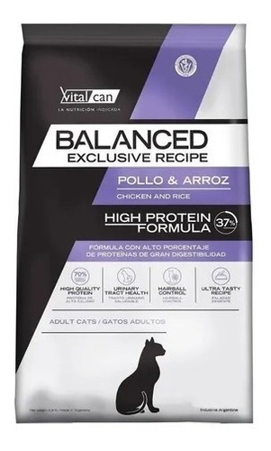 Alimento Vitalcan Balanced Exclusive Recipe Par Gato 7,5 Kg.