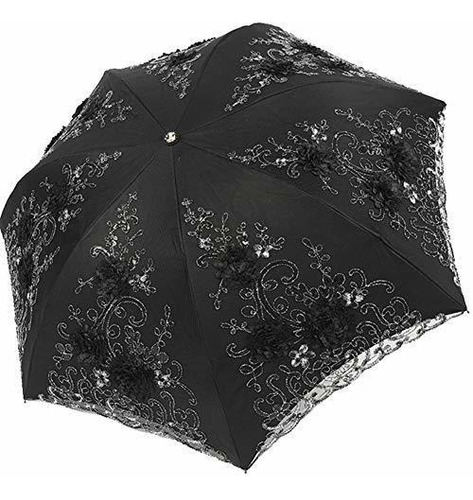 Honey Vintage Lace Uv Sun Parasol Plegable 3d Flor Bordado P