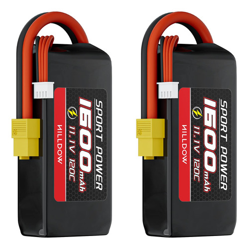 Hilldow Batería Lipo Rc De 11.1 V 3s 120c  Mah Lipos Recar.