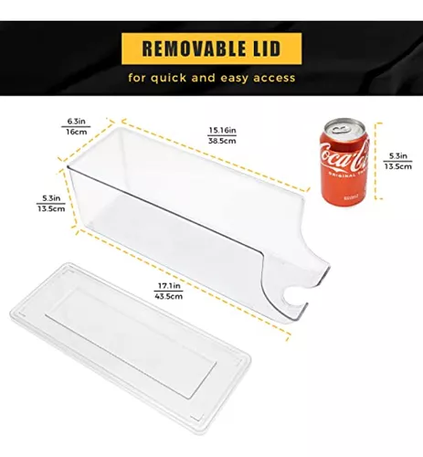 SCAVATA Organizador de latas de soda para refrigerador, paquete de 2  dispensadores apilables con tapa, contenedor de latas de alimentos  enlatados para