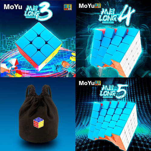 Cubo Rubik Pack 3 Cubos Moyu Meilong 3x3 4x4 5x5 + Estuche