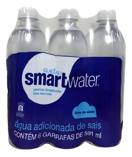 Água Smartwater Glacéau 591ml (6 Garrafas) Kit Água Smart