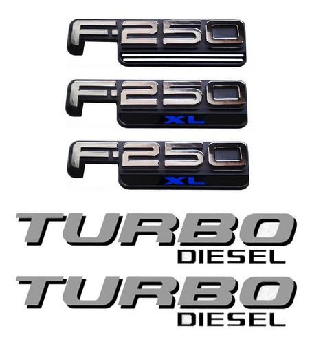 Kit Emblemas Compatível F-250 Xl  Turbo Diesel