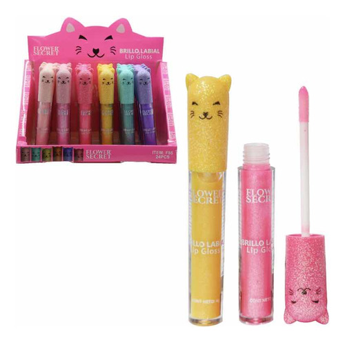 Brillo Labial Lipstick Gloss Frutales Candy Diseño Gato