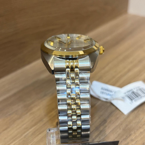 Relógio Technos Masculino Automatico Bicolor - 8205oq/1k Bisel Prata