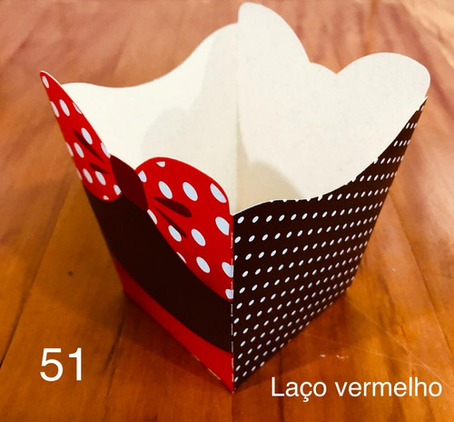 40 Cachepô De Papel Para Festa Decoração Tema Laço Vermelho