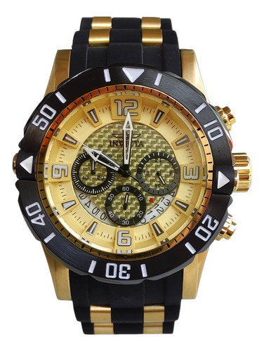 Relógio Masculino Invicta Cronografo Dourado 227xx Original Cor da correia Preto