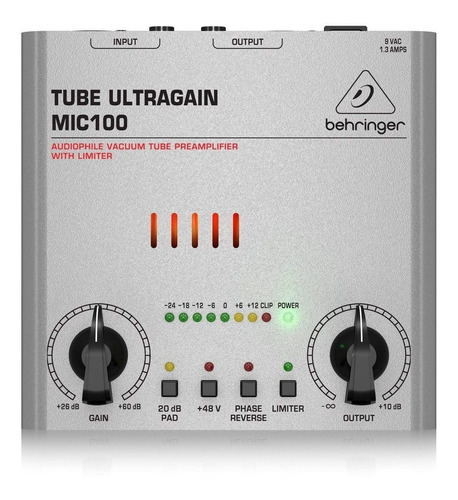 Preamplificador Micrófono Behringer Mic100 Tube Ultragain P