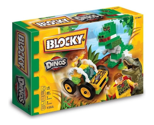 Bloques Blocky Dinosaurios X 65 Piezas Con Muñeco