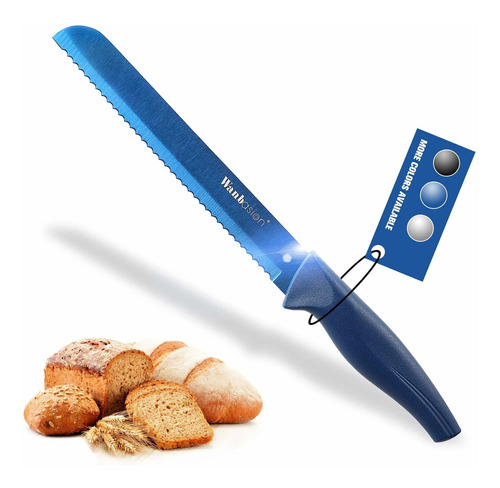 Cuchillo Para Pan Wanbasion Serrado Azul De 8 Pulgadas,  Btb
