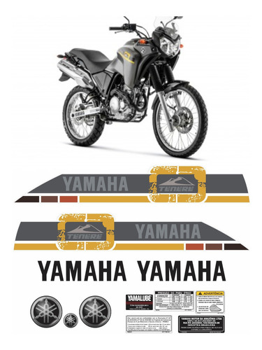 Kit Completo Adesivo Yamaha Tenere 250 2016 Cinza Tnr018