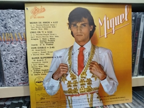 Miguel Bose Morir De Amor - Creo En Ti 45 Rpm Seminuevoo (Usado)