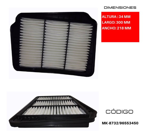 Filtro De Aire Chevrolet Optra 4l 1.8l 16v 2004-2012