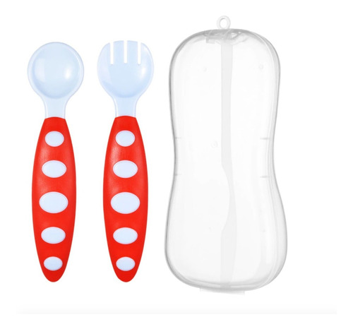 Set De Tenedor Y Cuchara Bebe Niños Utensilios Con Estuche