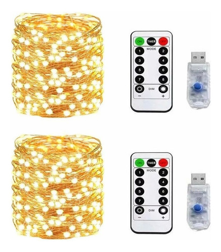 Kit Guirnalda Luces Navideñas Cobre 2 Hilos 20m 200 Leds Usb