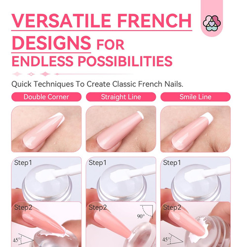 Saviland Sello De Uñas Con Punta Francesa, 4 Piezas, Kit De