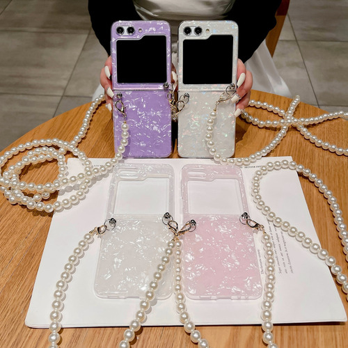 For Samsung Z Flip 5 Funda Cadena De Perlas De Colores