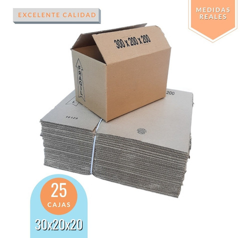 Caja Embalaje Mudanza 30x20x20 Reforzada X 25