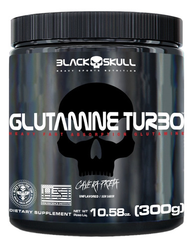 Glutamine 300g - Black Skull Pure - Caveira Preta Glutamina Sabor Sem sabor