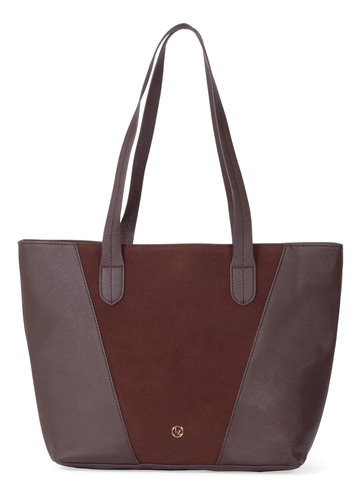 Bolsa Tote Para Mujer Lucentzza Atemporal Al Corte Suede Color Marrón