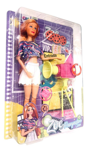 Muñeca Zoe Articulada Estrella Cine Con Luz Accesorios Única